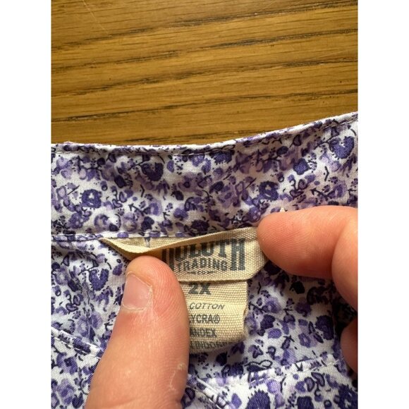 Duluth Trading Shirt Women Size 2X Purple Floral Button Up Casual Comfort - Picture 3 of 12
